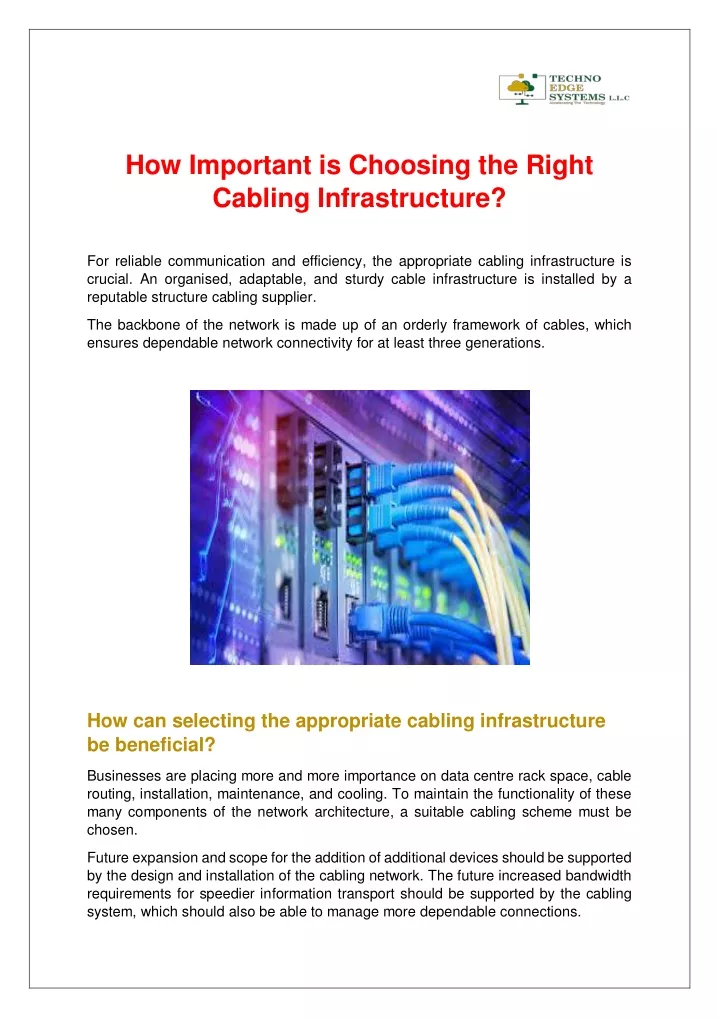 how important is choosing the right cabling
