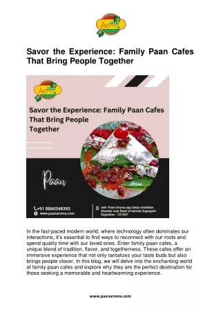 Savor the Experience Family Paan Cafes That Bring People Together