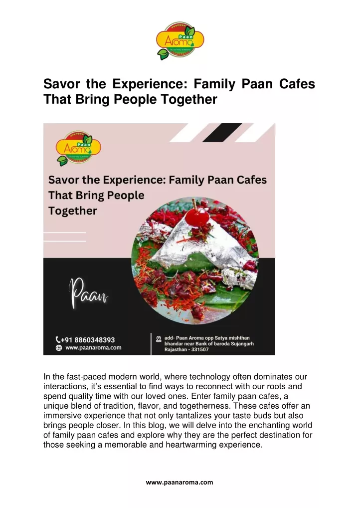 savor the experience family paan cafes that bring