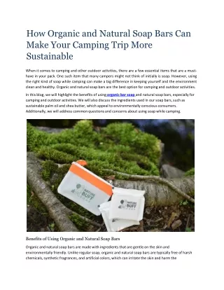 How Organic and Natural Soap Bars Can Make Your Camping Trip More Sustainable