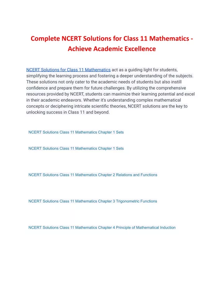 complete ncert solutions for class 11 mathematics