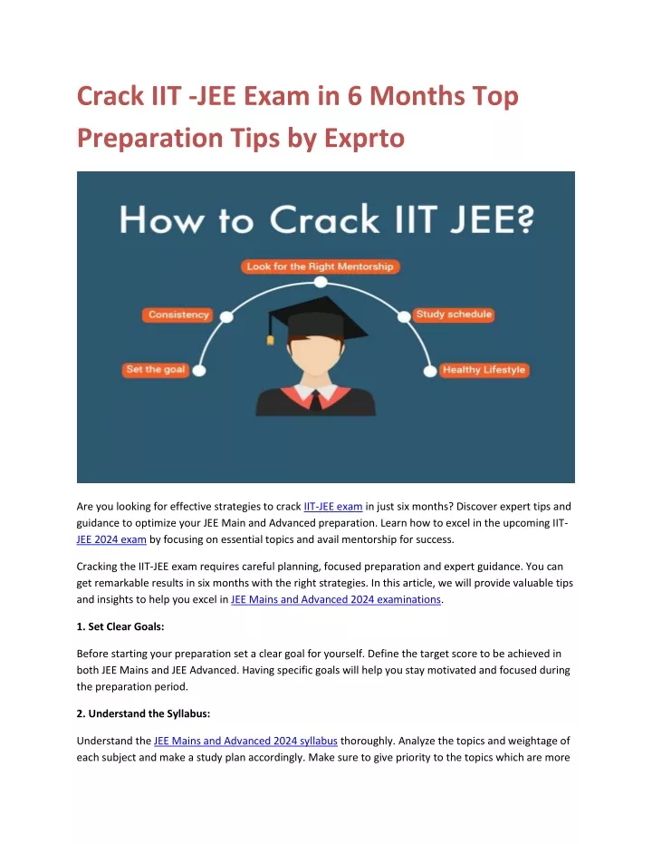 crack iit jee exam in 6 months top preparation