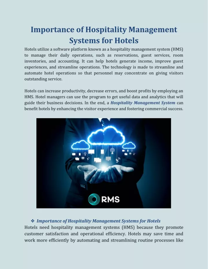 PPT Importance Of Hospitality Management Systems For Hotels 