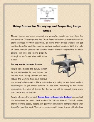 Using Drones for Surveying and Inspecting Large Areas