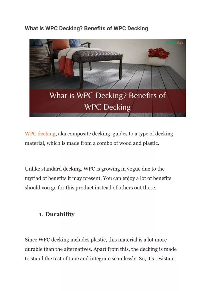 what is wpc decking benefits of wpc decking