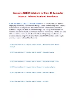 complete ncert solutions for class 11 computer