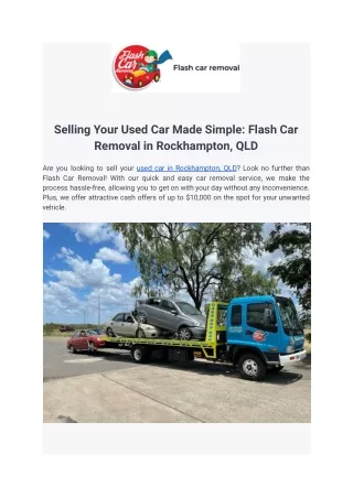 Maximize the Value of Your Used Car in Rockhampton, QLD: Flash Car Removal