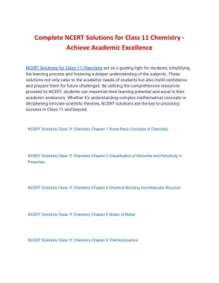 complete ncert solutions for class 11 chemistry
