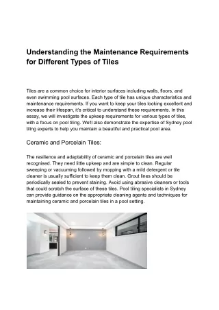 Understanding the Maintenance Requirements for Different Types of Tiles