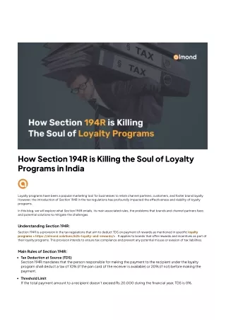 How Section 194R is Killing the Soul of Loyalty Programs in India - Almond Solutions