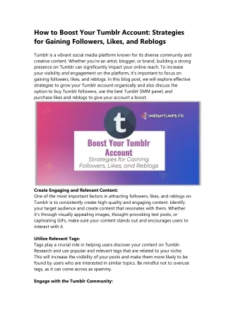 How to Boost Your Tumblr Account Strategies for Gaining Followers, Likes, and Reblogs