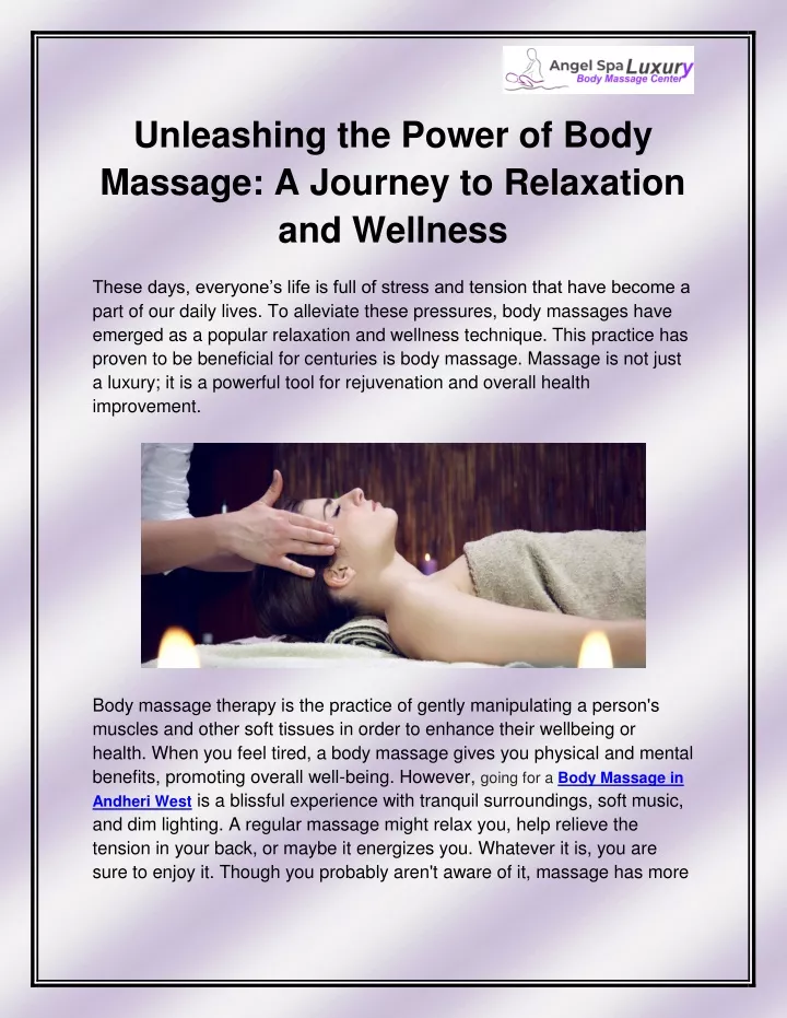 unleashing the power of body massage a journey