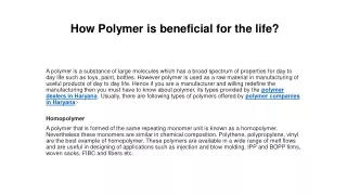 How Polymer is beneficial for the life