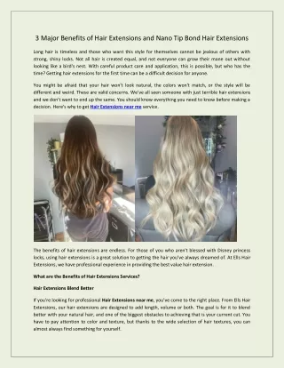 3 Major Benefits of Hair Extensions and Nano Tip Bond Hair Extensions