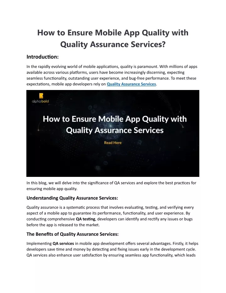 how to ensure mobile app quality with quality