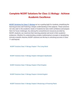 complete ncert solutions for class 11 biology