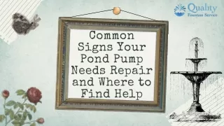 Common Signs Your Pond Pump Needs Repair and Where to Find Help