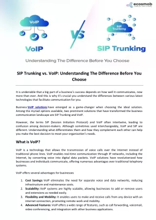 SIP Trunking vs VoIP Understanding The Difference Before You Choose