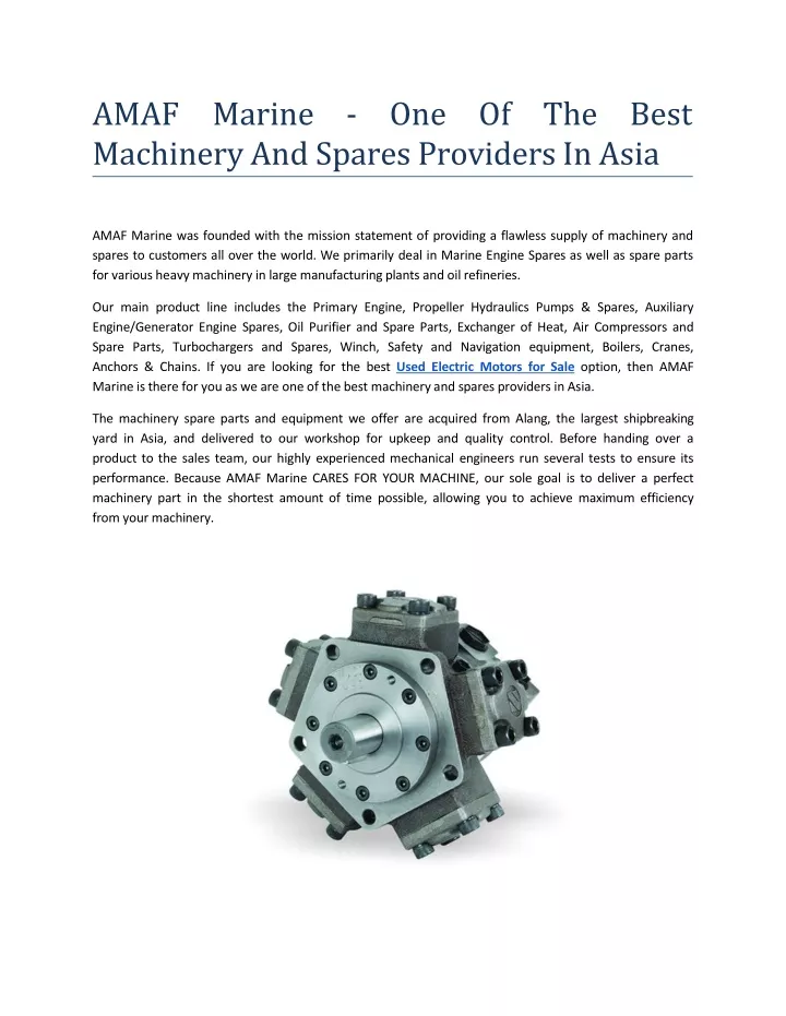 ama f marin e on e o f th e bes t machinery and spares providers in asia