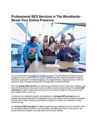 Professional SEO Services in The Woodlands