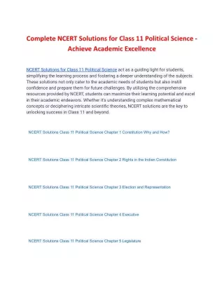 complete ncert solutions for class 11 political