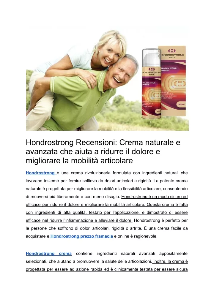 hondrostrong recensioni crema naturale e avanzata