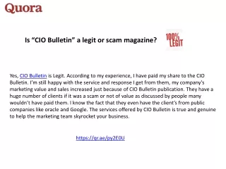 Is “CIO Bulletin” a legit or scam magazine