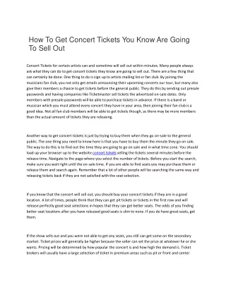 How To Get Concert Tickets You Know Are Going To Sell Out
