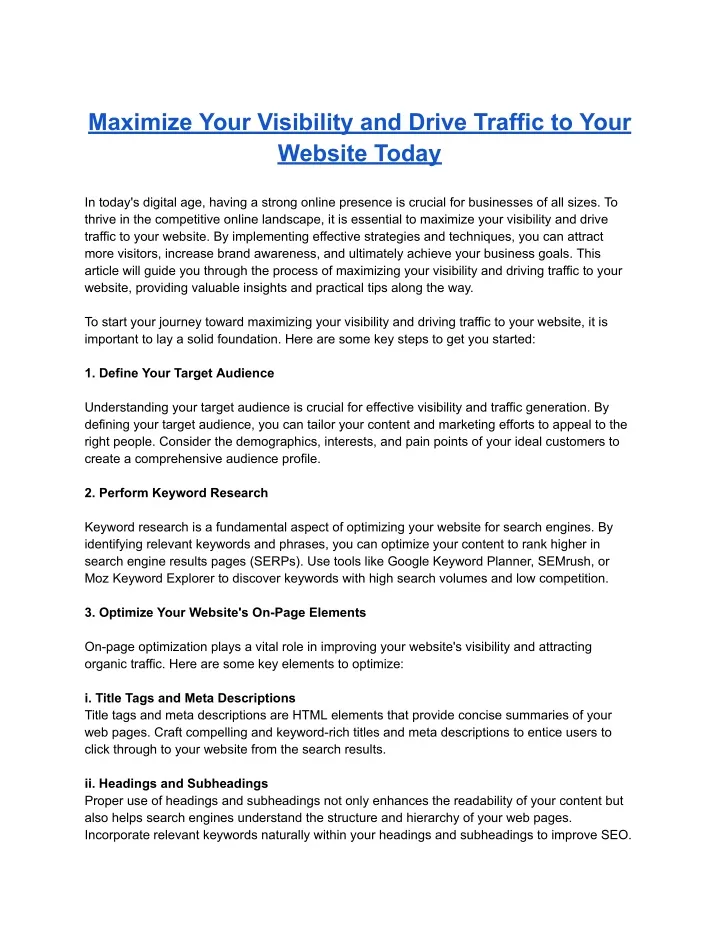maximize your visibility and drive traffic