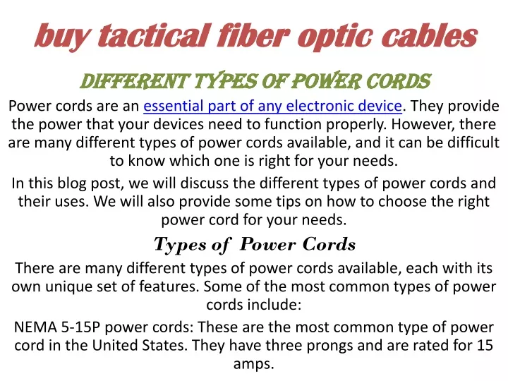 buy tactical fiber optic cables