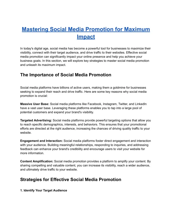mastering social media promotion for maximum