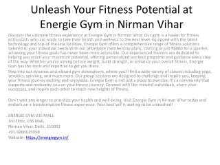 Unleash Your Fitness Potential at Energie Gym in