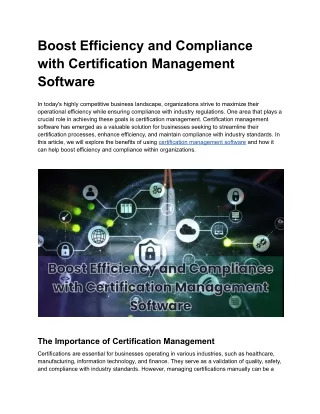 Boost Efficiency and Compliance with Certification Management Software