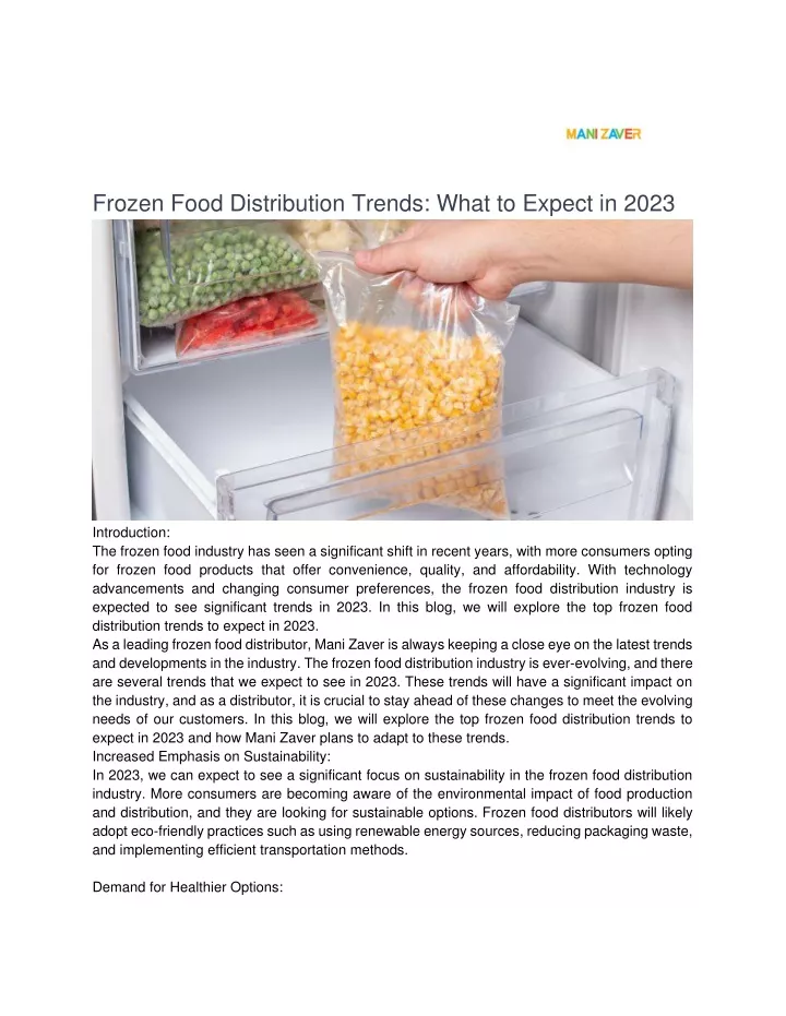 frozen food distribution trends what to expect