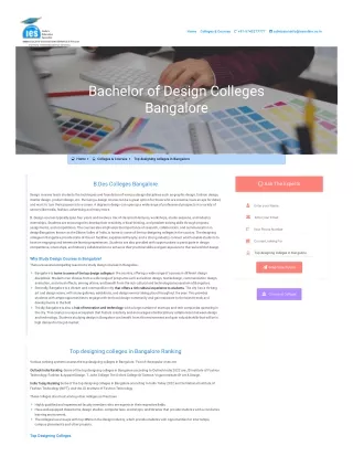 Bangalore Design Colleges: Admission, Rank, Placement, Eligibility, Reviews
