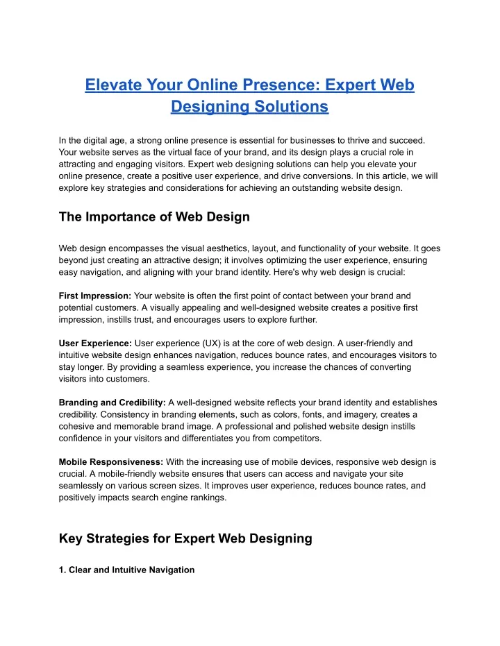 elevate your online presence expert web designing