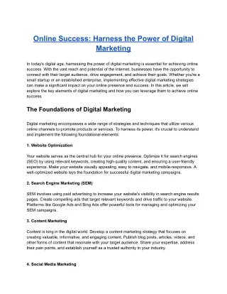 Online Success: Harness the Power of Digital Marketing