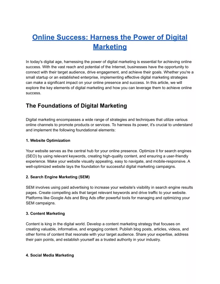 online success harness the power of digital