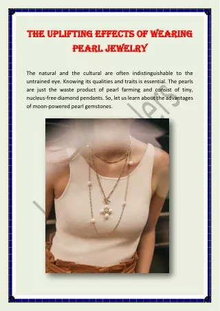 The Uplifting Effects of Wearing Pearl Jewelry