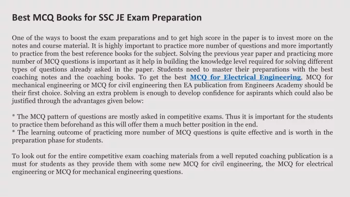 best mcq books for ssc je exam preparation