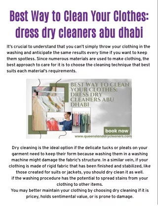 Best Way to Clean Your Clothes: dress dry cleaners abu dhabi