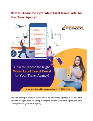 How to Choose the Right White Label Travel Portal for Your Travel Agency