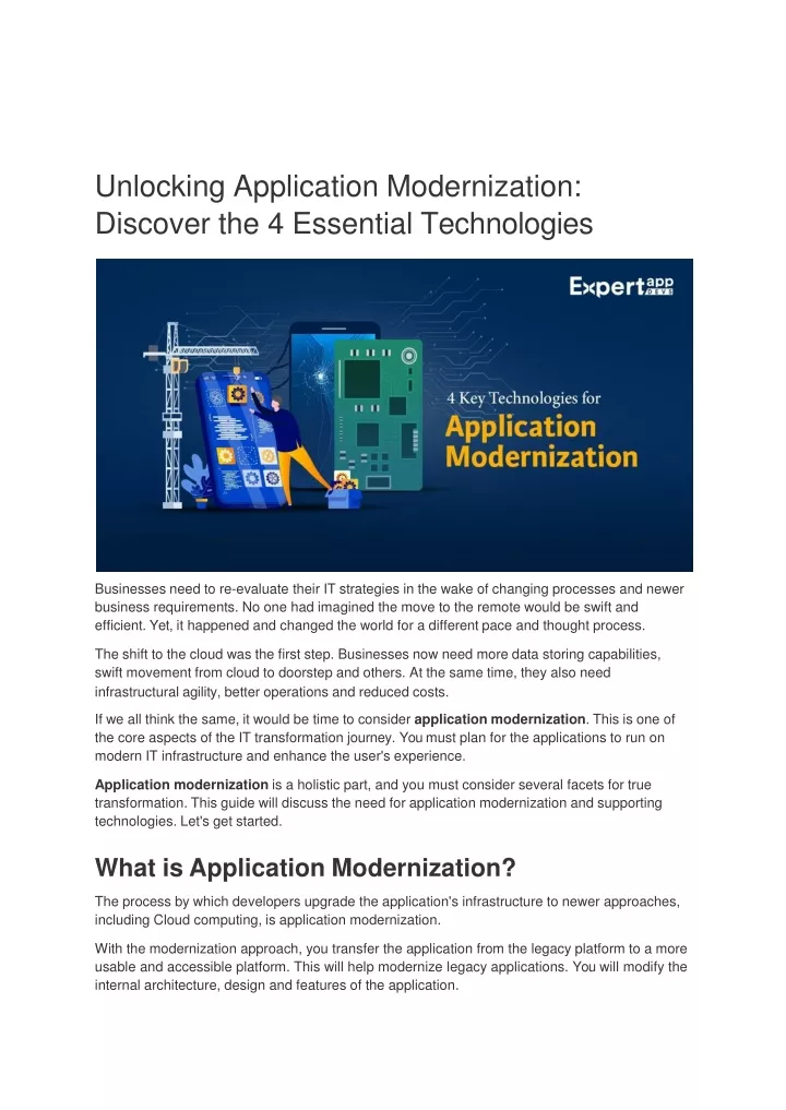 unlocking application modernization discover the 4 essential technologies