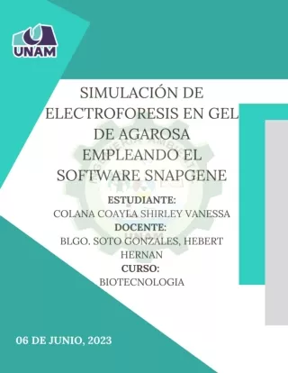 SIMULACIÓN DE ELECTROFORESIS EN GEL DE AGAROSA EMPLEANDO EL SOFTWARE SNAPGENE