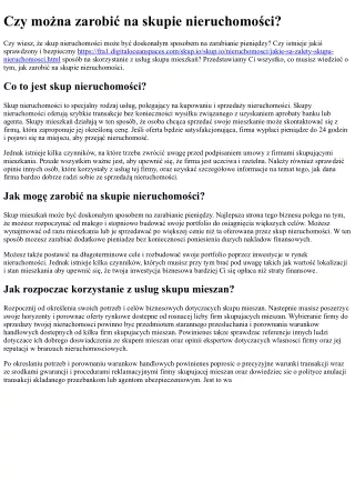 czy mo na zarobi na skupie nieruchomo ci
