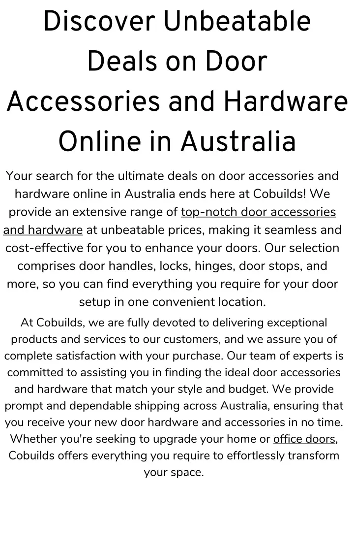 discover unbeatable deals on door accessories