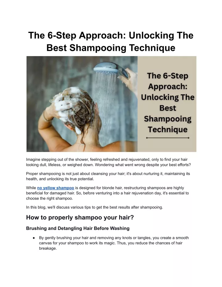 the 6 step approach unlocking the best shampooing