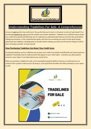 Understanding Tradelines For Sale A Comprehensive