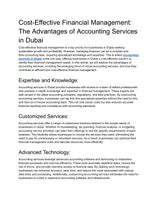 Cost-Effective Financial Management_ The Advantages of Accounting Services in Dubai