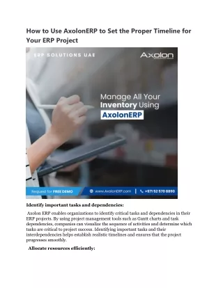 how to use axolonerp to set the proper timeline